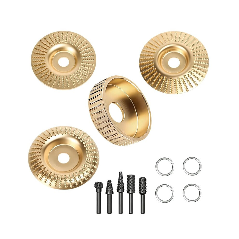 13 Pcs Angle Grinder Wood Carving Discs, Wood Grinding Wheel For 4" Or 4.5" Angle Grinders, Equipped With Rotary Burr 6031461044115