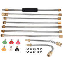 7 Pieces Pressure Washer Extension Wands 10Ft Replacement Lance, Curved Rod 30 or 120 Degree, 6 Pieces Spray Nozzle Tips