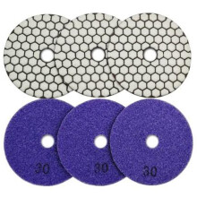 6 PièCes SéRies Dia 4 Pouces / 100Mm Grain 30 Diamant Tampons de Polissage à Sec RéSine Bond Flexible Disque de PonçAge à Sec pour Granit Marbre