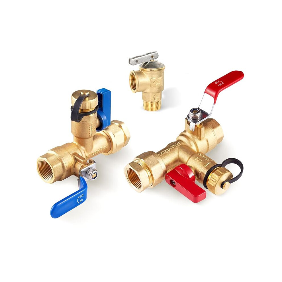 3/4Inch Fip X 3/4Inch Fip Ips Isolator Tankless Water Heater Service Valve Kit, With Pressure Relief Valve 6033669430172