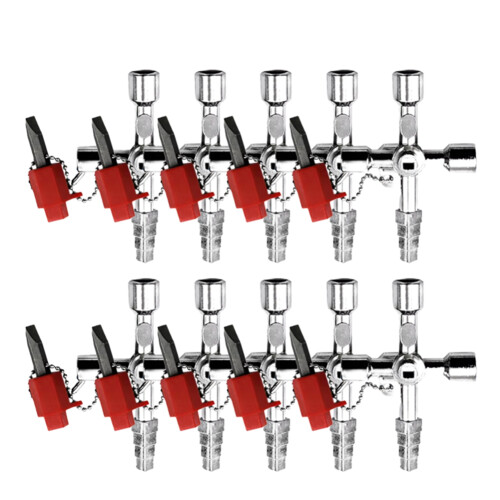 10Pcs Universal Key  4in1 Control Cabinet Key,Square Triangular Key for Water Electricity Meter Radiator Elevator