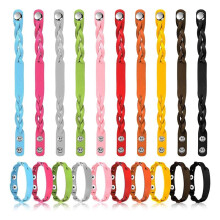 20 Pieces 10 Colors PU Leather Bracelets Blank Braided Snap Bracelets Adjustable Colorful Leather Wrap Wristbands