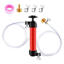 Handpompset voor Antivries in Campers, Vloeistofoverdrachtspomp met Twee 1 Meter Lange, Transparante PVC-Slangen voor Benzine, Olie en Vloeistoffen