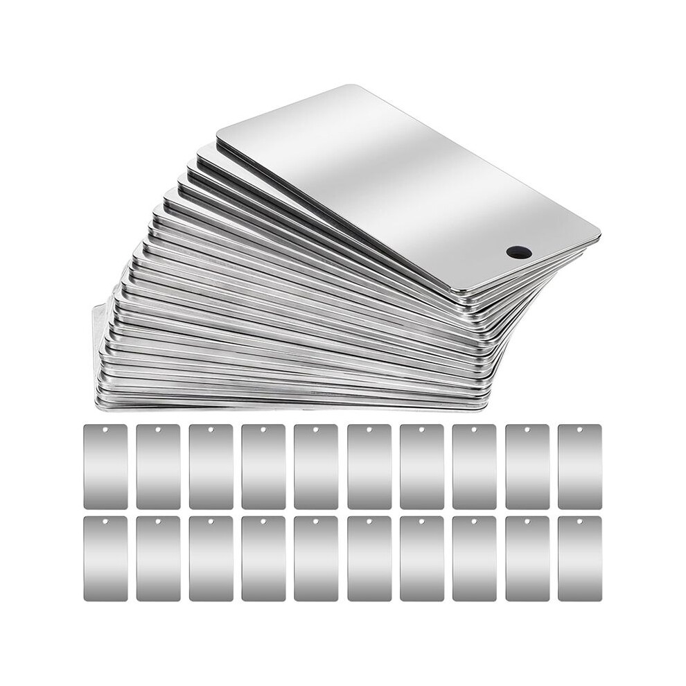 50 Pack Stainless Steel Metal Engraving Blanks, Rectangle Blank Tags For Stamping, 1X2 Inch 6031924650457