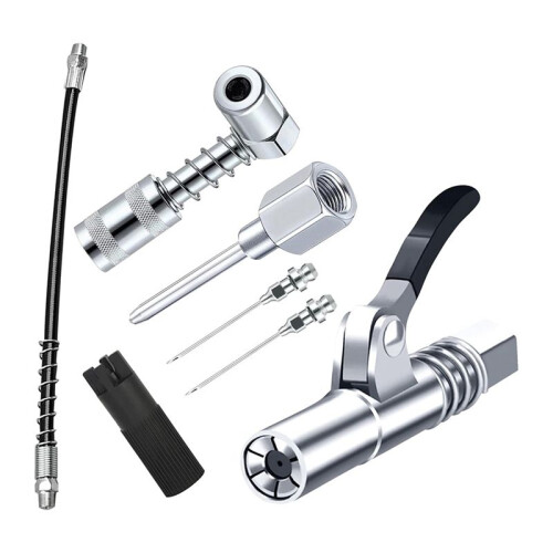 Grease Gun Coupler Set, Lock  Greases Gun Couplers with 90 Grease Coupler Adaptor,Quick Release Grease Coupler 1