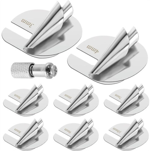 8 Piece Stainless Steel Rolled Hemmer Foot Set, Multi - Size Sewing Machine Attachments for Precision Hemming