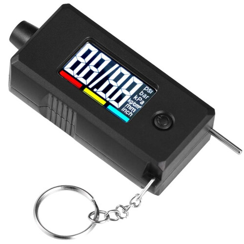 Digital Tire Pressure and Tread Depth Gauge, LCD Display, Non-Slip Grip, 0-100 PSI