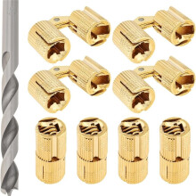 8Pcs 10mm Hidden Cylindrical Hinges, 180 Degree Opening Angle Concealed Furniture Hinges for DIY Jewelry Box Hand