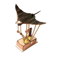 Artisan Wooden Manta Ray Automaton Handcrafted Mechanical Animal Ornaments Hand Cranked Kinetic DIY Puzzle Decoration