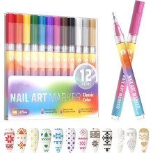 Nail Art Pens Set, 12 Colors 3D Nail Polish Pens,Nail Art Markers for Adult Drawing Doodling Journaling, Art Supplies