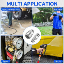 3/8" Pressure Washer Quick Connect Kit, Stainless Steel Power Washer Adapter Fittings, Male NPT Thread, 12 Pcs, 5000 PSI