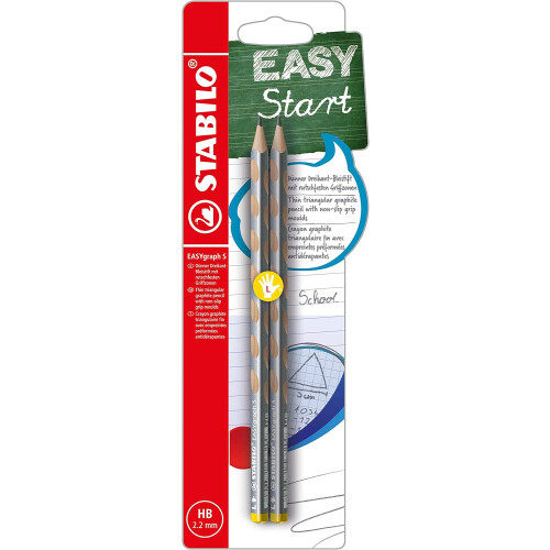 STABILO EASYgraph S Pencils HB Left Handed Metallic Silver 2 Pack