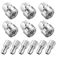 3/8" Pressure Washer Quick Connect Kit, Stainless Steel Power Washer Adapter Fittings, Female NPT Thread,12 Pcs,5000 PSI