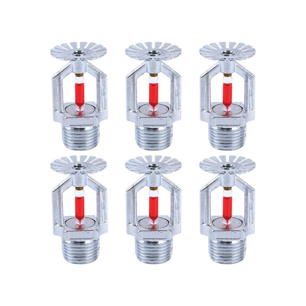 6 Pcs Fire Sprinkler - Copper Chrome, 1/2" Npt 155(68C) Pendent Type Spray, K80 Fast Response Automatic 6033286321488