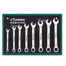 XTUOSEN Ultradünnes Maulschlüssel-Set 6-27mm, Doppelkopf-Ratschen-Schraubenschlüssel-Set für die Auto-Reparatur 8 Stück