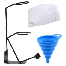 Feed Paint Holder Stand with Strainer, Silicone Funnel & 100 Paint Filters for Auto & Hobby Paint Prep