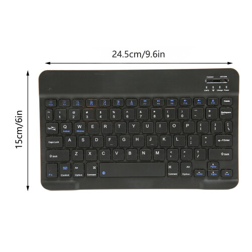 10 Inch Wireless Bluetooth Keyboard, Silent ABS, 110mAh, Black 1