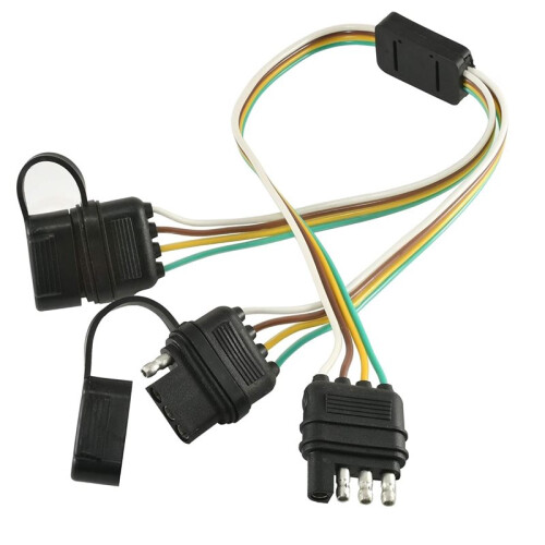 4 Pin Flat Y-Splitter Plug Adapter with Dual Output for LED Tailgate and Trailer Lights