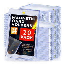 20PCS Magnetic Card Holders, Magnetic 35pt One Touch Card Holders, U-V Protection Hard Plastic Display Case Clear
