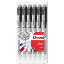 Pentel BLP77 EnerGel Permanent Retractable Pen Blue Wallet of 6