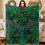 Peacock Flannel Blanket Green 2D Printed Throw 2