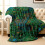 Peacock Flannel Blanket Green 2D Printed Throw 3