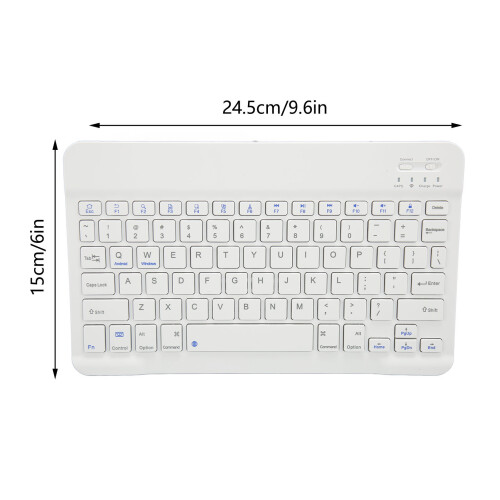 10 Inch Silent Wireless Bluetooth Keyboard for iOS/Tablet, White 1