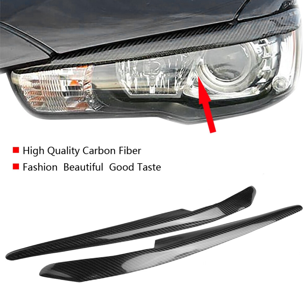2Pcs Carbon Fiber Headlight Eyelids For Mitsubishi Lancer Evo X 2008-2014 8771392577877
