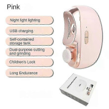 (Pink) Automatic Thick Toenail Clipper - 2 in 1 for Hands & Feet, Electric Nail Trimmer for Elderly & Kids, Safe & Splash-Proof Design