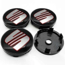 (60MM black red) 4pcs Car Wheel Center Hub Cap Rim Cover Emblem Stickers 56mm 60mm Compatible for Seat Ibiza 6J 6L FR Ateca Altea XL Leon 2 Leon