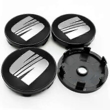 (60MM black silver) 4pcs Car Wheel Center Hub Cap Rim Cover Emblem Stickers 56mm 60mm Compatible for Seat Ibiza 6J 6L FR Ateca Altea XL Leon 2 Leon