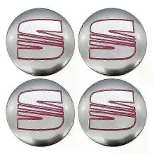 (56MM silver red) 4pcs Car Wheel Center Hub Cap Rim Cover Emblem Stickers 56mm 60mm Compatible for Seat Ibiza 6J 6L FR Ateca Altea XL Leon 2 Leon