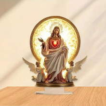 Gorgeous Angel Wings Cross Decoration, Boho Acrylic Christ Decor for Desk & Living Room – Compatible with Home Decor
