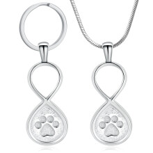 2 Pack Set Pet Infinity & Paw Print Urn Necklace / Urn Keychain for Ashes for Ashes of Dog/Cat Funeral Keepsake Cremation Necklace for Pet