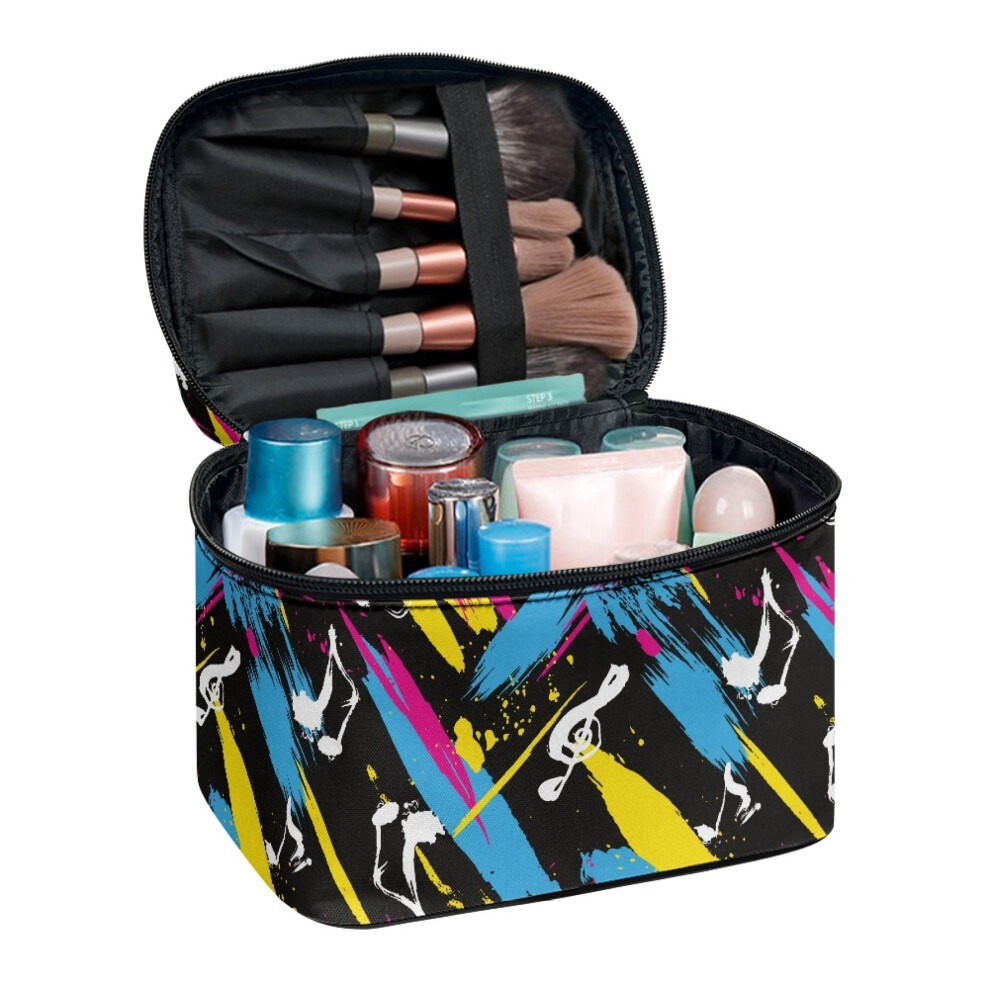 8.86 x 6.5 x 5.9 Inches Travel Make Up Organizer Cosmetic Bag Color Splash Bag with Brush Holder Airport Airline Vacation Organization