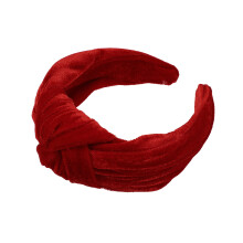 Velvet Wide Knotted Hairband for Women Red 1 Pc