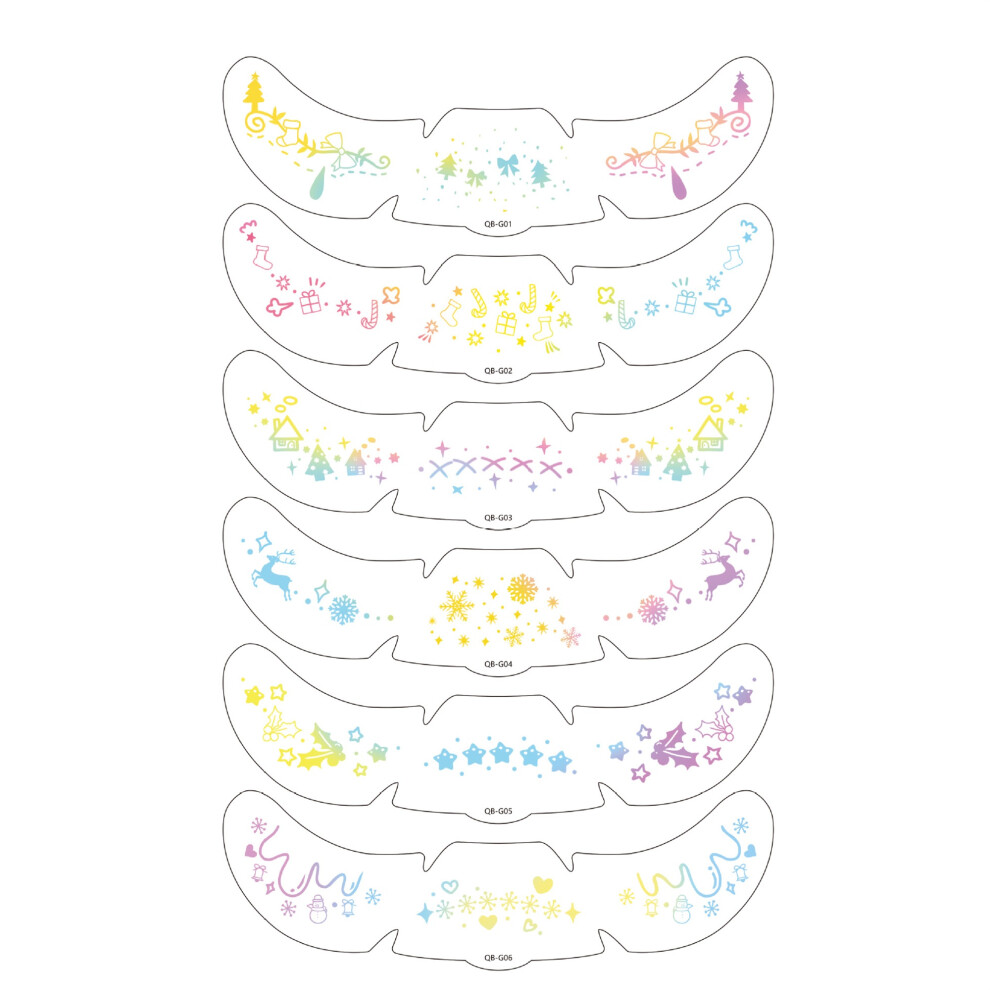 (15cmx5cm, Mosaic Color) 6 Sheets Temporary Facial Tattoos for Halloween Christmas Star Pumpkin Pattern Makeup Stickers for Women Kids Cosplay Party