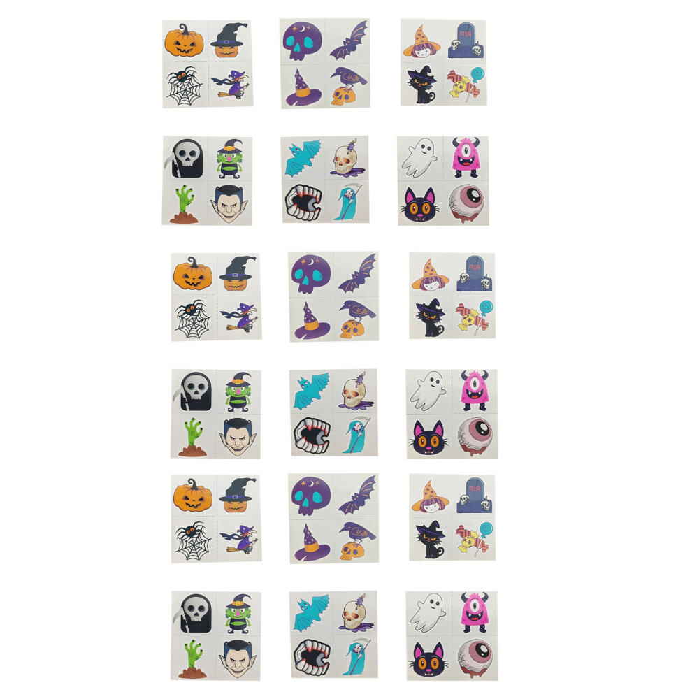 (8cmx8cm, Multicolor) [GL] Halloween Temporary Tattoos for Kids Adults Cartoon Pumpkin Witch Spider Tattoo Stickers Face Body Art Makeup