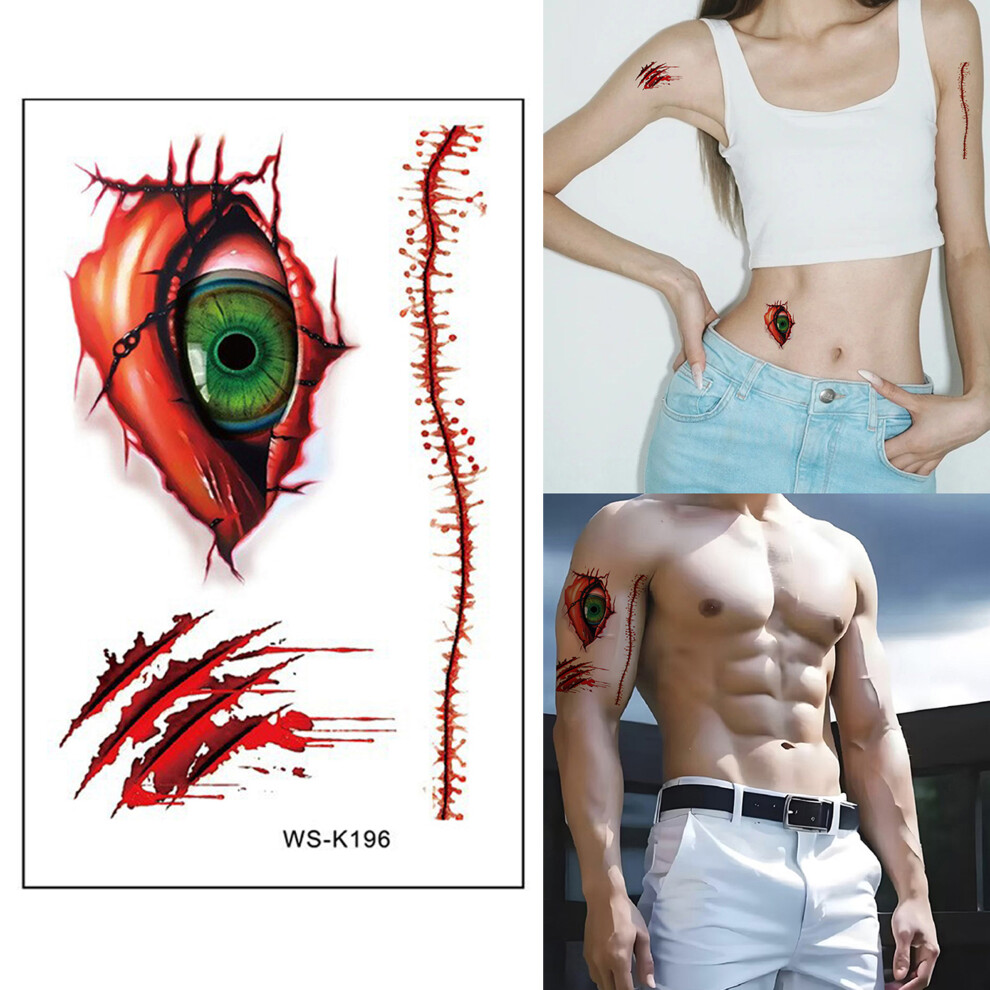 (12cmx7.6cm, Multicolor 2) [GL] Halloween Temporary Scar Tattoo Bloody Wound Tattoos Stickers for Cosplay Party Masquerade Prank Prop Decorations