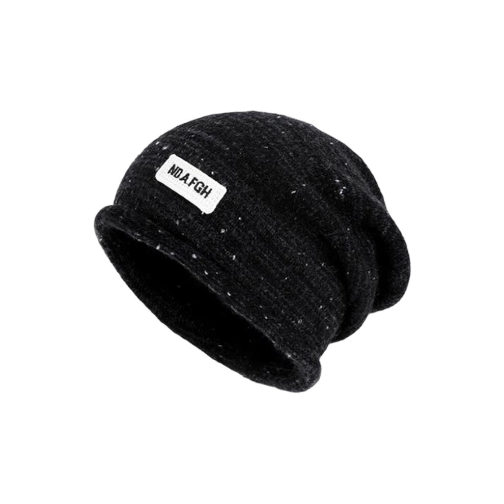 Black (One Size, ) Women Slouchy Hat, Elastic Knitted Hat Letters Soft Beanie Warm Cap For Casual Daily