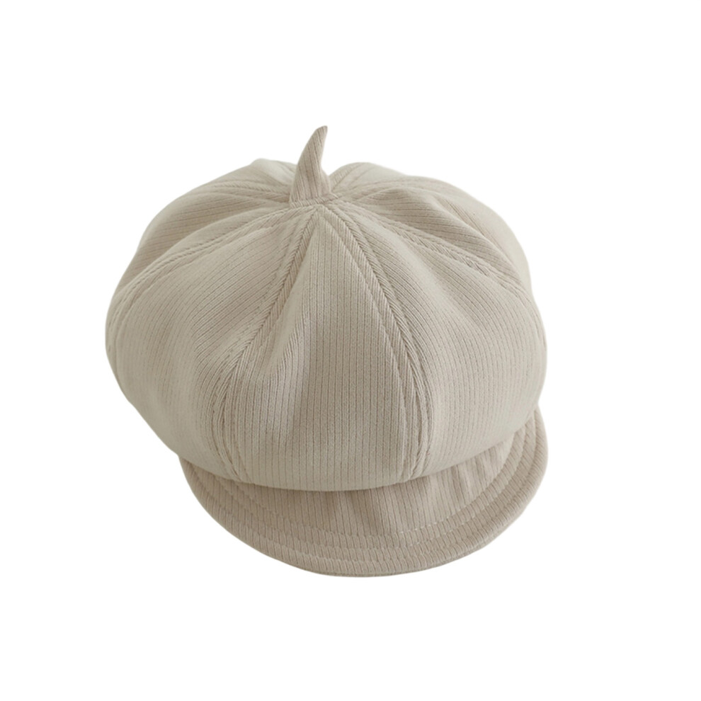 Beige (One Size, ) Kids Newsboy Hat Vintage Solid Octagonal Painter Caps Visor Beret Hats For Boys Girls