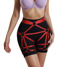 (One Size, Red) Women's Body Harness Punk Garter Belt Adjustable Thigh Leg Straps Adult Carnival Accessory