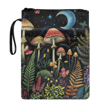 Mushroom Starry Sky Pattern Book Cover Book Club Gifts Reusable with Decorative Design Polyester Protector Wrap Bag for Women 11.42 x 8.66 Inch
