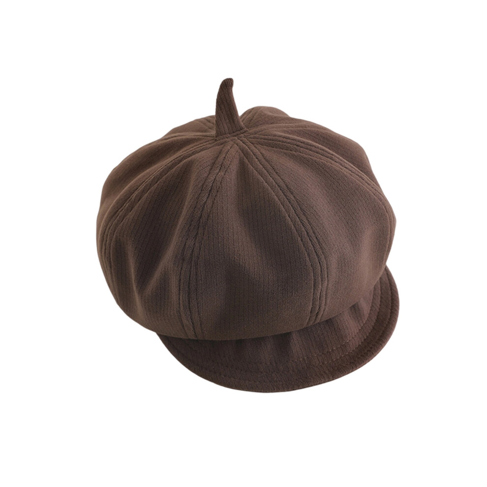 (One Size, Coffee) Kids Newsboy Hat Vintage Solid Octagonal Painter Caps Visor Beret Hats for Boys Girls