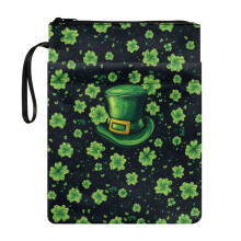 1 pc Books Sleeve with Handle Polyester Fabric Protector Wrap Bag for Class Office Pocket Friend 11.42 x 8.66 Inch, Clover Fairy Hat