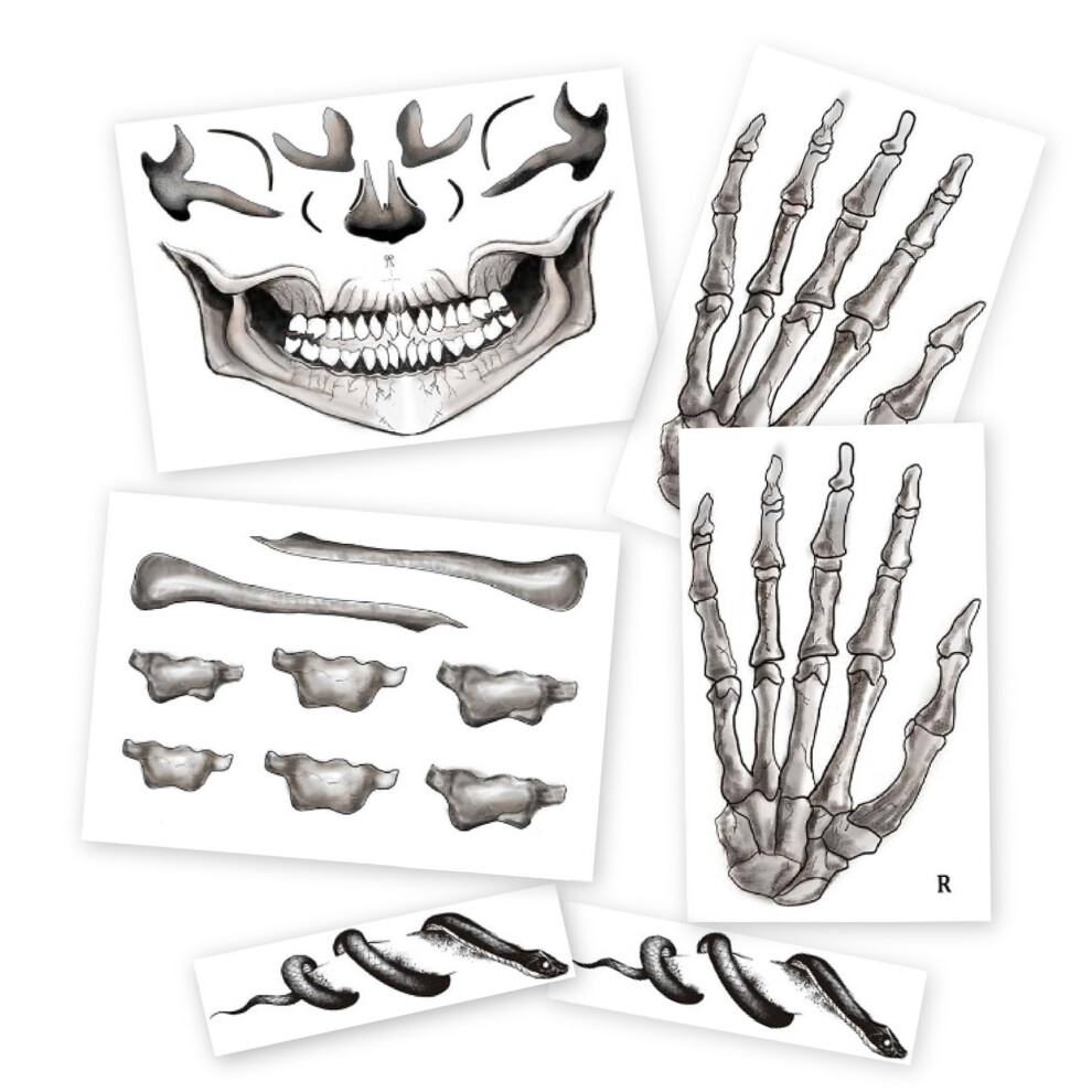 Dark/Gray (19Cmx19cm, Gray) 6 Sheets Temporary Halloween Horror Stickers Spooky Scar Grimace Makeup Tattoos For Women Kids Cosplay Party