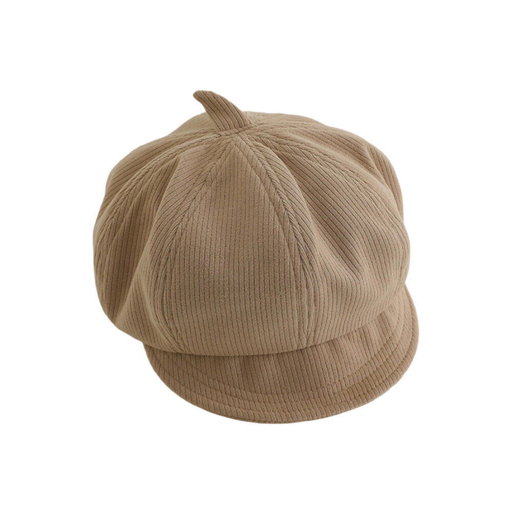 (One Size, Khaki) Kids Newsboy Hat Vintage Solid Octagonal Painter Caps Visor Beret Hats for Boys Girls