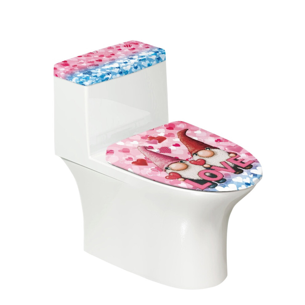 Santa Claus Heart Pattern Adjustable Dustproof 2 Pack With Fits All Toilet Shapes Toilet Lid Cover Easy To Clean 9101399445722