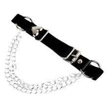 (One Size, Black) Women Garter Leg Ring, Punk Heart Chains PU Leather Adjustable Thigh Ring Belt Leg Harness