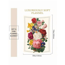 Large 60"x80" Floral Blanket Beige Multicolor Tulip Rose Peony Print All-Season Soft Warm Bedspread Throw for Bed Couch Travel Camping